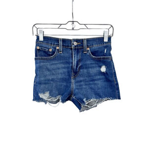 Levi Strauss High Rise Dark Blue Denim Jean Shorts Size 25 Casual Cotton Stretch